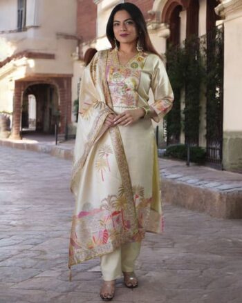 Women Embroidered Straight Kurta Set
