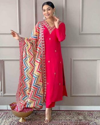 Women Embroidered Anarkali Kurta Suit Set