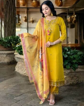 Women Embroidered Anarkali Kurta Suit Set