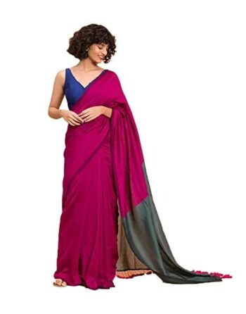 Zayraa Fancy Cotton handloom Saree With Blouse Piece for Women (Pink)