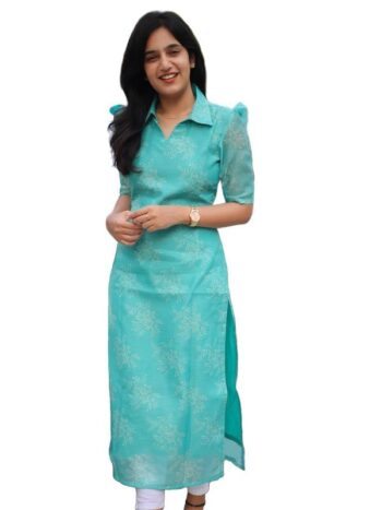 Sun Fashion And Lifestyle Women's Straight Printed Kurti With Crepe Lining