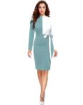 ZELZIS Women Polyester Colourblock Western Bodycon One Piece Dress (Classic Coller with Comfortable Belt)