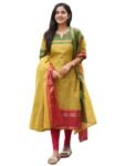 ANNI DESIGNER Women's Chanderi Cotton Straight Printed Kurta with Dupatta