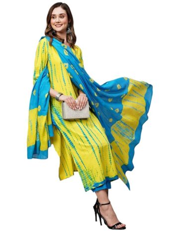 ANNI DESIGNER Women Cotton Blend Kurta Pant With Dupatta