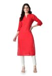 Maurya Women's Pure Cotton Kurta for Women | A-Line Calf Length Solid Kurti | Regular Fit Cotton Kurta (New-MKT GP 40)