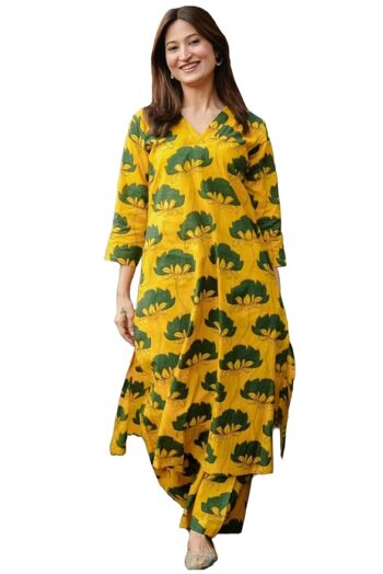 ANNI DESIGNER Women's Rayon Viscose Straight Printed Kurta with Palazzo