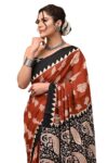 Crafts Moda Hand Block Ajrakh Print Cotton Saree for women with Blouse | Soft comfortable wear sari