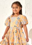 Simone Apricot Textured Print Dress