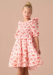 Lola Pink Ruffle Shoulder Print Dress
