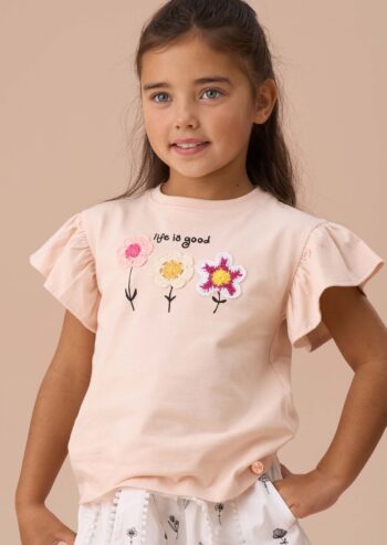 Clara Orange Crochet Flower T Shirt