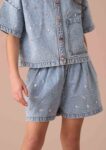 Zeta Denim Diamonte Pull On Short