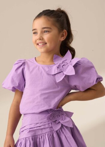 Roxie Purple Corsage Woven Top