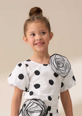 Amari White Spotty Corsage Top