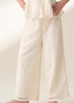 Kinsley Cream Jersey Crochet Trousers Cream