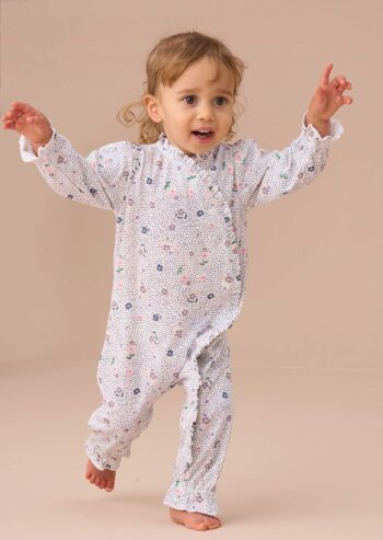 Danni Blue Spot Floral Print Babygrow & Headband