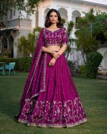 Women Embroidered Flared Lehenga Choli Set with Dupatta