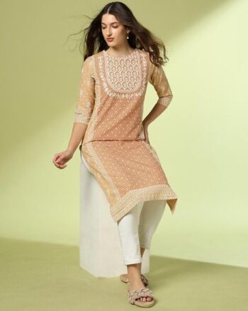 Women Micro Print Straight Kurta