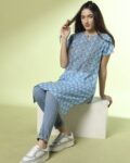 Women Leaf Print Straight Kurta