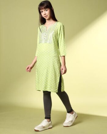 Women Embroidered Yoke Straight Kurta