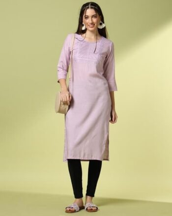 Women Embroidered Straight Kurta