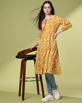 Women Ikat Print A-Line Kurta