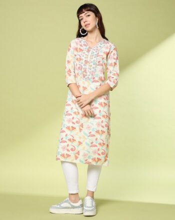 Women Floral Print Straight Kurta