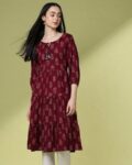 Women Floral Print Flared Kurta