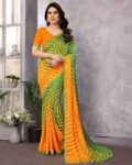 Women Stripes Saree with Blouse Piece