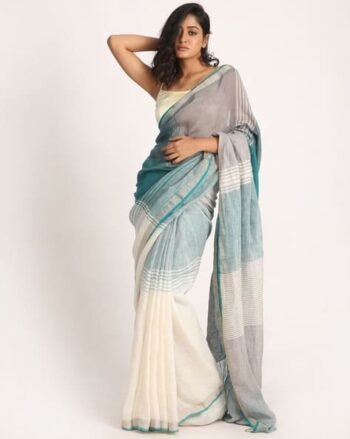 Handloom Linen Saree with Blouse Piece