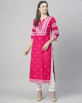Women Embroidered Straight Kurta