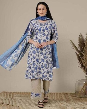Women Embroidered Straight Kurta Suit Set