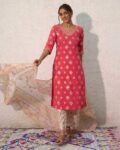 Women Embroidered Straight Kurta Set