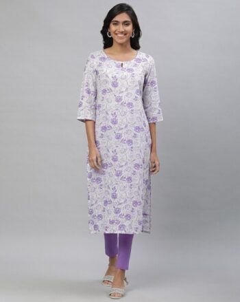 Women Floral Print Regular Fit Straight Kurta
