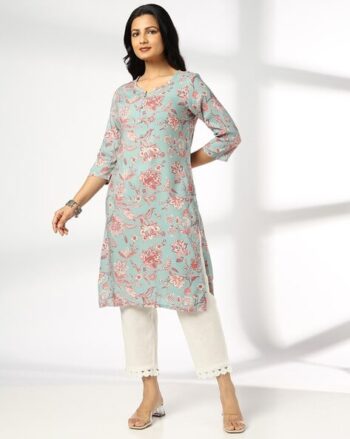 Women Floral Print Straight Kurta