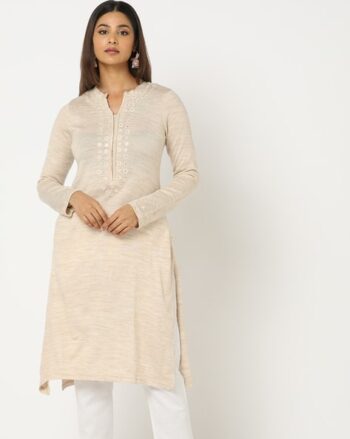 Embroidered Yoke Straight Kurta