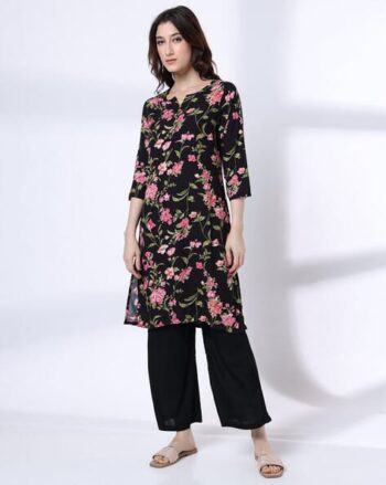 Women Floral Print Straight Kurta