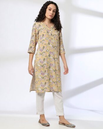 Women Floral Print Straight Kurta