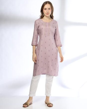 Women Embroidered Straight Kurta