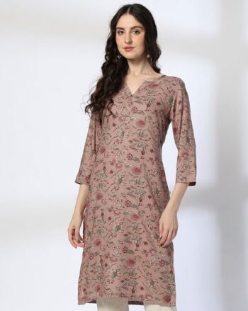 Women Floral Print Straight Kurta