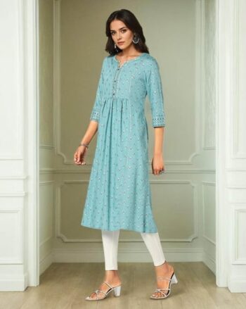 Women Foil Print A-Line Kurta