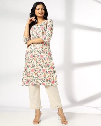 Women Floral Print Straight Kurta