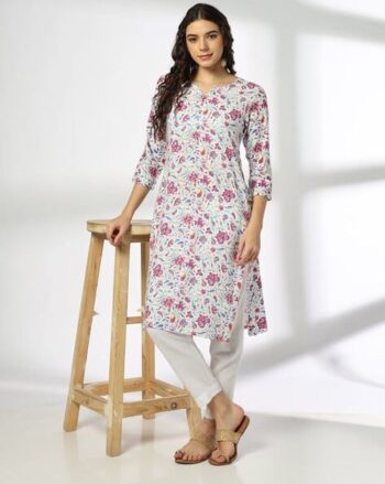 Women Floral Print Straight Kurta