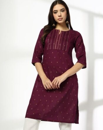 Women All-Over Print Cotton Straight Kurta