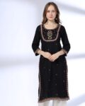 Women Embroidered Round-Neck Straight Kurta