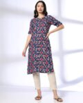 Women Ikat Print Straight Kurta