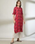 Women Ikat Print Straight Kurta