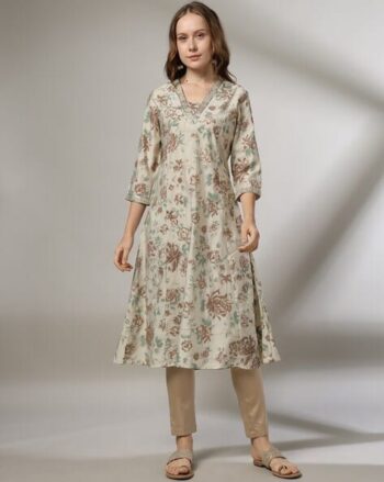 Women Floral Print V-Neck A-Line Kurta