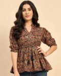 Women Floral Print Relaxed Fit Peplum Top