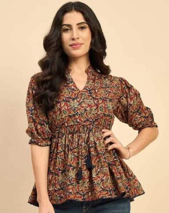 Women Floral Print Relaxed Fit Peplum Top