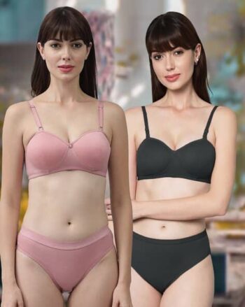 Women Pack of 2 Seamless Bras & Panties Set